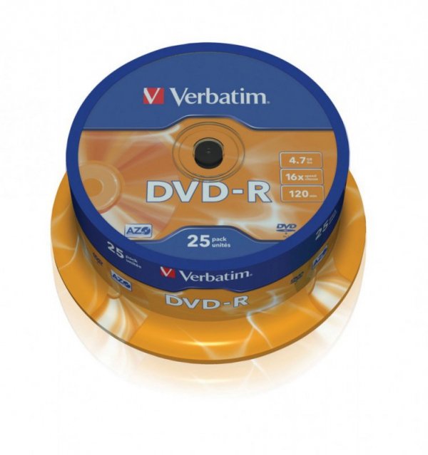 Verbatim DVD-R 16x 4.7GB 25P CB           43522