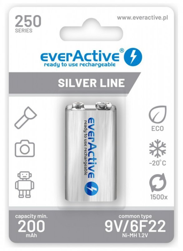 everActive Akumulatorek 6F22/9V NI-MH 250 mAh 1 szt. ready to use