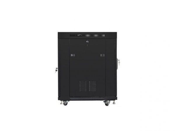 Lanberg Szafa instalacyjna RACK stojąca 19 15U 800X1000 czarna drzwi szklane LCD  (FLAT PACK)