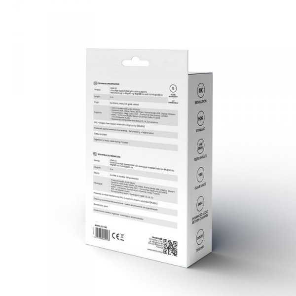 Savio Kabel HDMI (M) v2.1, 3m, 8K, miedź, niebiesko-czarny, złote końcówki, ethernet/3D, CL-143
