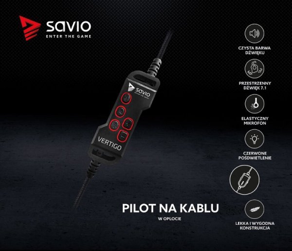 Savio Słuchawki gamingowe z mikrofonem Vertigo