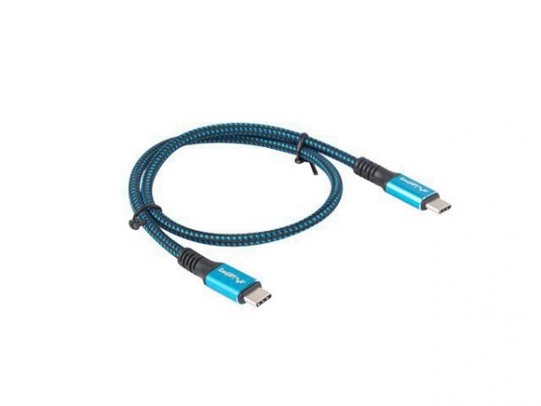 Lanberg Kabel USB-C M/M USB4 0.5m 100W 8K 60HZ czarno-niebieski