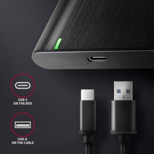 AXAGON EE25-A6C Bezśrubowa aluminiowa obudowa zewnętrzna USB-C 3.2 Gen 1 - SATA 6G dla 2.5&quot; SSD/HDD