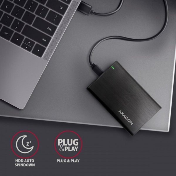 AXAGON EE25-A6C Bezśrubowa aluminiowa obudowa zewnętrzna USB-C 3.2 Gen 1 - SATA 6G dla 2.5&quot; SSD/HDD