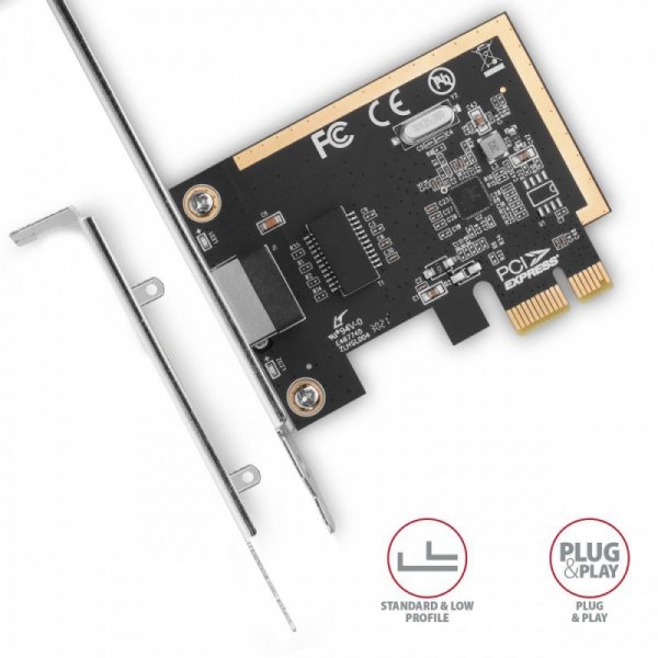 AXAGON PCEE-GRF Karta sieciowa PCIe 1x Gigabit Ethernet port RJ-45 Realtek SP & LP