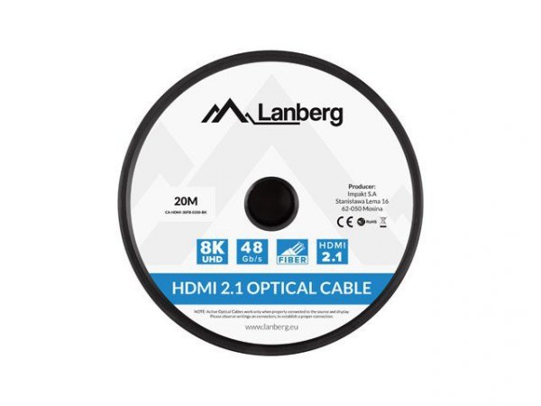 Lanberg Kabel HDMI M/M v2.1 20M 8K czarny optyczny AOC
