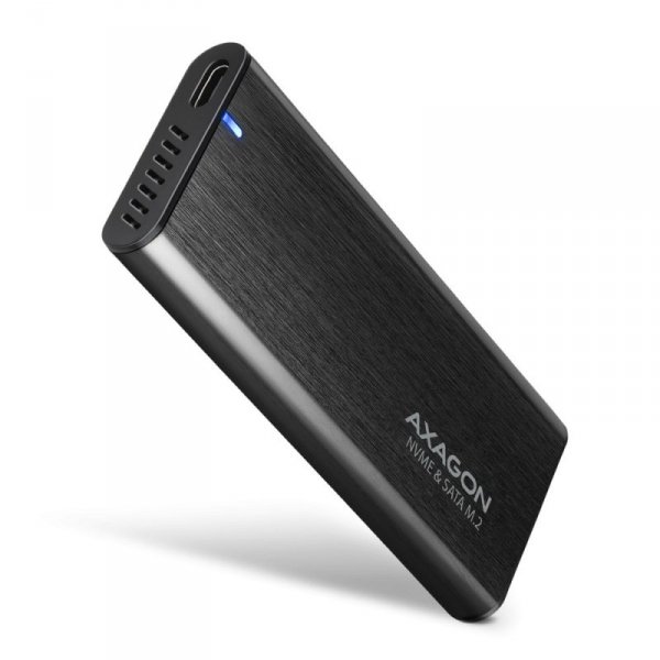 AXAGON EEM2-SB2 Obudowa zewnętrzna aluminiowa bezśrubowa USB-C 3.2 Gen 2 - M.2 NVMe / SATA SSD 30-80mm ALU pudełko czarne + USB-