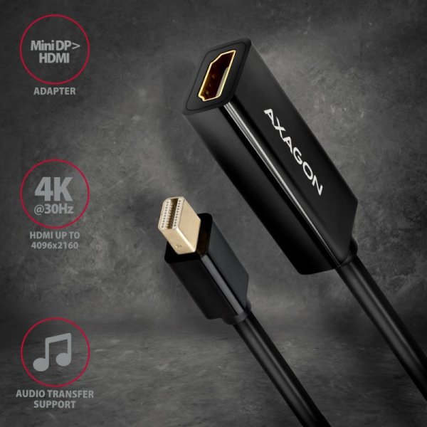 AXAGON RVDM-HI14N Adapter aktywny Mini DP &gt; HDMI 1.4, 4K/30Hz