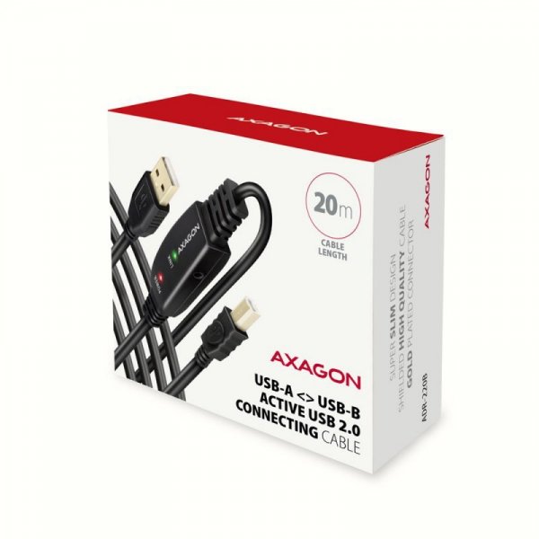 AXAGON ADR-220B USB 2.0 A-M -&gt; B-M aktywny kabel połączeniowy/wzmacniacz 20m