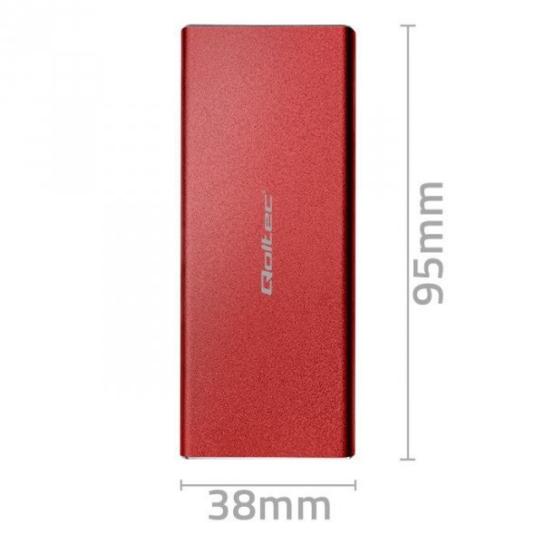 Qoltec Obudowa | kieszeń na dysk M.2 SSD | SATA | NGFF | USB 3.0 | Superspeed 5Gb/s | 2TB | Czerwona
