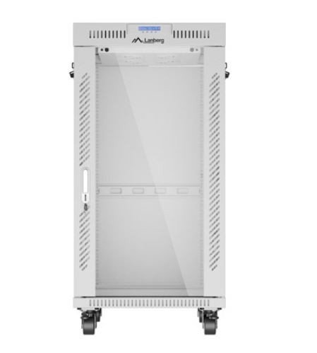Lanberg Szafa stojąca rack 19&#039;&#039; 22U 600x800 szara drzwi szklane LCD flack pack