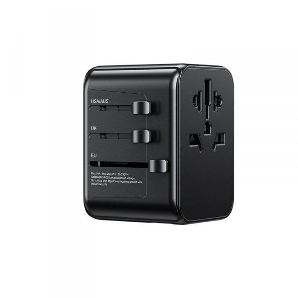 WEKOME Ładowarka / Adapter podróżny Pop Digital Series  EU / UK / US / AU + 3x USB-C & 2x USB-A 30W Czarny