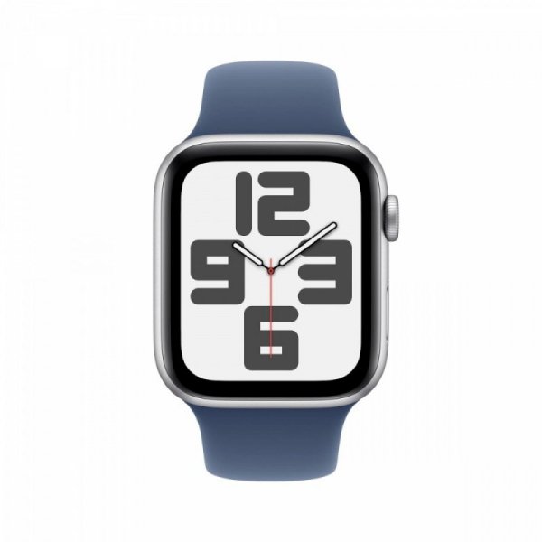 Apple Watch SE GPS, koperta 40 mm z aluminium w kolorze srebrnym z paskiem sportowy w kolorze denim - rozmiar S/M
