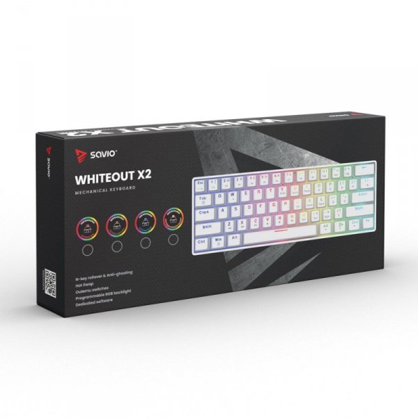 Savio Klawiatura mechaniczna WHITEOUT X2 OUTEMU Peach Silent, Hot Swap