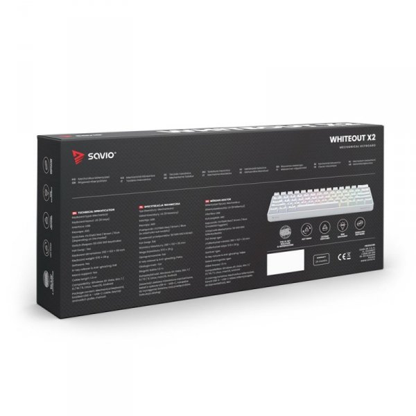 Savio Klawiatura mechaniczna WHITEOUT X2 OUTEMU Peach Silent, Hot Swap