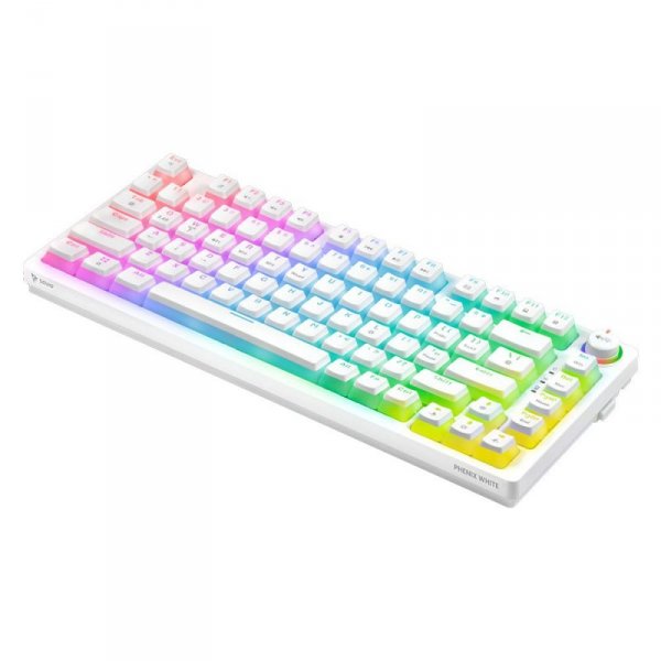 Savio Klawiatura mechaniczna bezprzewodowa SAVIO PHENIX WHITE Gateron Yellow, Pudding