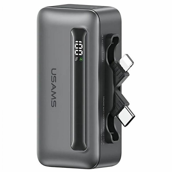 USAMS Powerbank 4500mAh 20W USB-C/Lightning Fast Charge szary