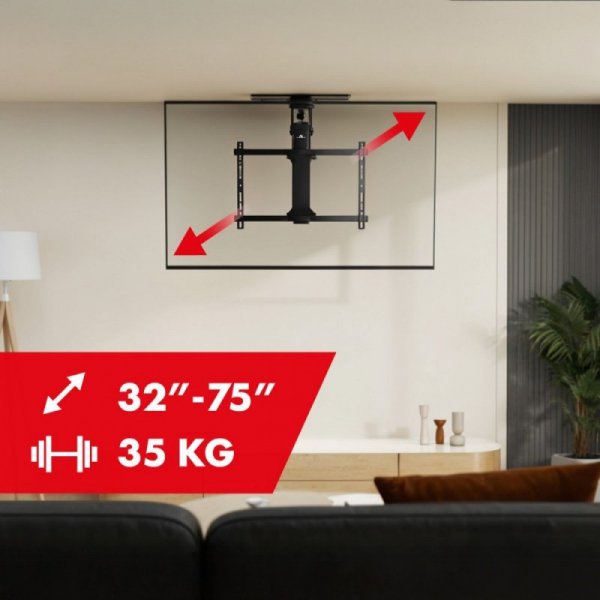 Maclean Sufitowy elektryczny uchwyt do TV MC-490 obsługa TUYA, max VESA 600x400, obrót 90st. 32-75&#039;, max 35 kg