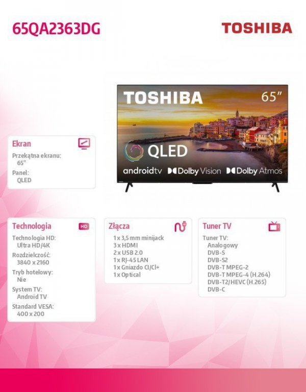 Toshiba Telewizor QLED 65 cali 65QA2363DG