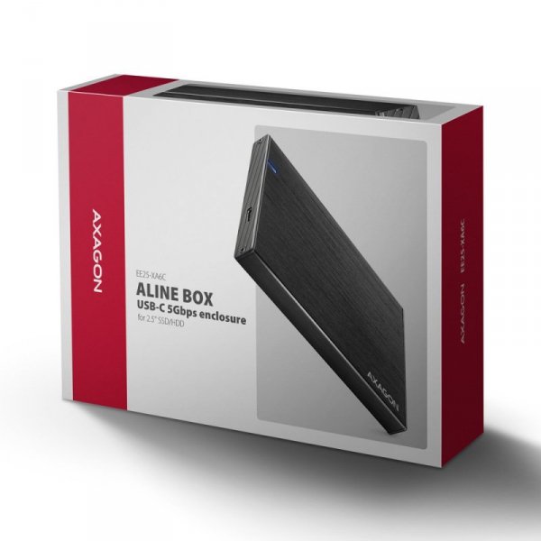 AXAGON EE25-XA6C Obudowa zewnętrzna aluminiowa, USB-C 3.2 Gen 1 SATA 6G 2.5&quot; 5Gbps