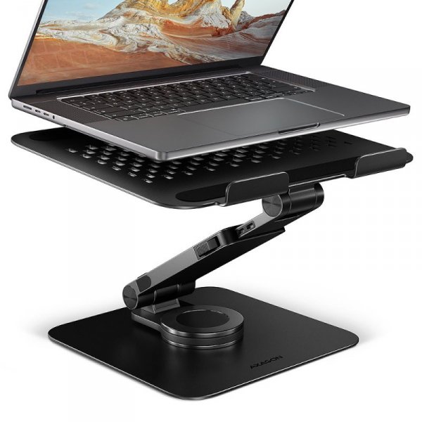 AXAGON STND-LRB Podstawa do laptopów aluminiowa 10-17,3 cala regulowana wysokość, obrotowa o 360 stopni, Czarna