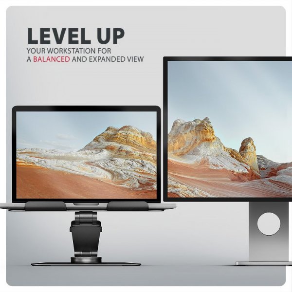 AXAGON STND-LRB Podstawa do laptopów aluminiowa 10-17,3 cala regulowana wysokość, obrotowa o 360 stopni, Czarna