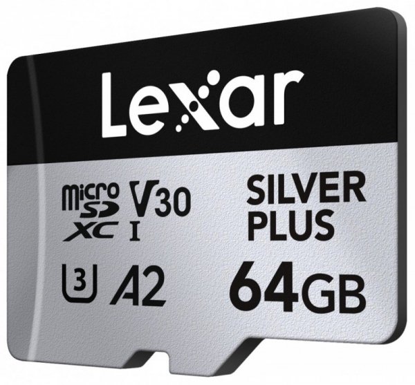 Lexar Karta pamięci microSD 64GB C10 A2 U3 V30 205/100MB/s Silver Plus