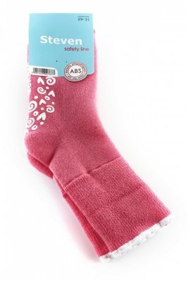 Steven 038 ABS růžovo-bílé Ponožky