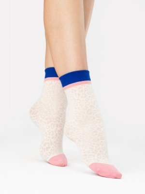Fiore Purr 30 Den Ecru-Cobalt Dámské ponožky