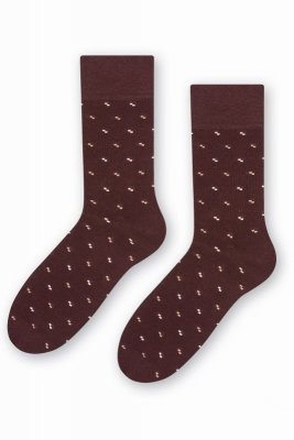 Steven 056 195 vzor hnědé Oblekové ponožky