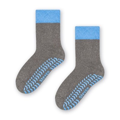 Steven 038 tmavě melanžovo-modré ABS Dětské ponožky