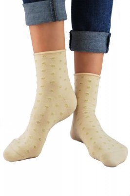 Noviti SB 024 W 03 meruňkové se zlatými puntíky Dámské ponožky