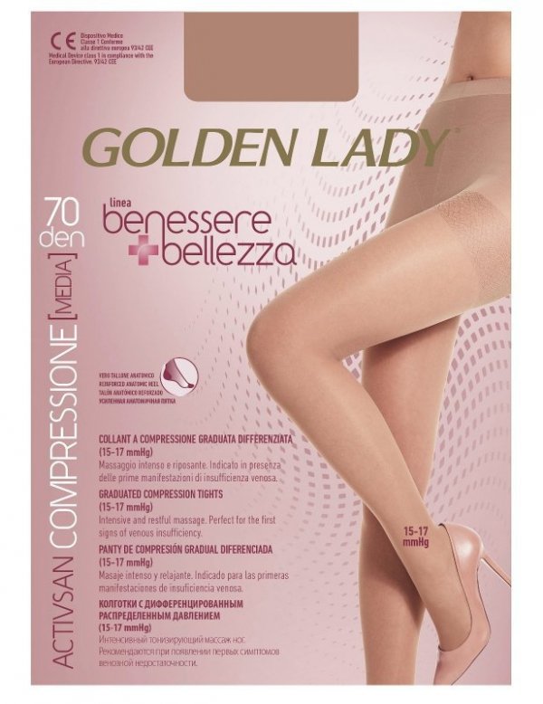 Golden Lady Benessere Bellezza Compressione Media 70 den Punčochové kalhoty