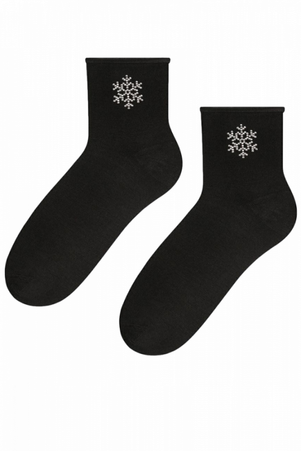 Steven Comet 066 sněhová vločka černé Dámské ponožky