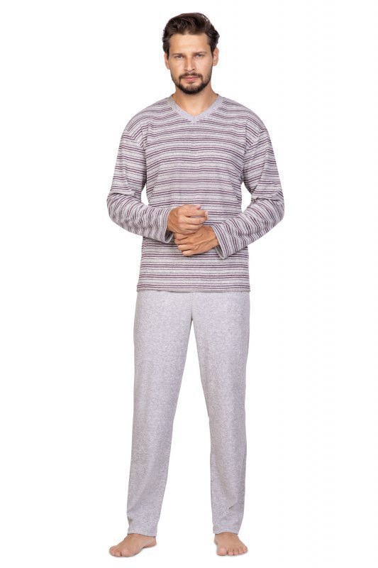 Piżama 589 hnědé Pánské pyžamo