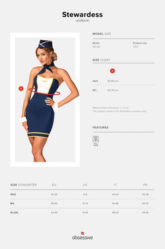 Obsessive Stewardess uniform Kostým 4-dílný