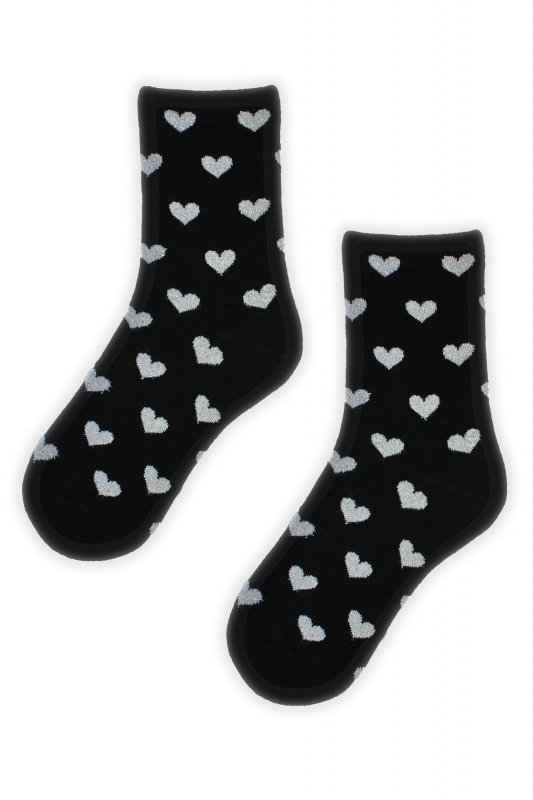 Noviti SB 026 W 01 stříbrné srdce černé Dámské ponožky