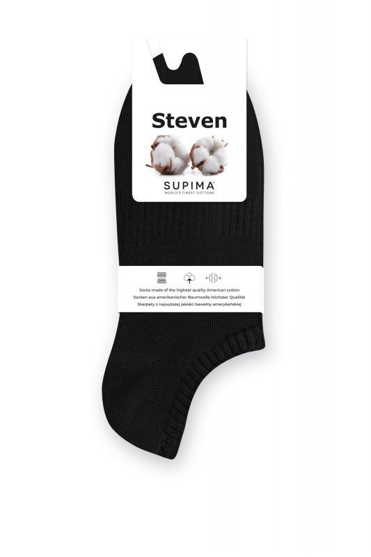 Steven Supima 157 001 černé kotníkové ponožky