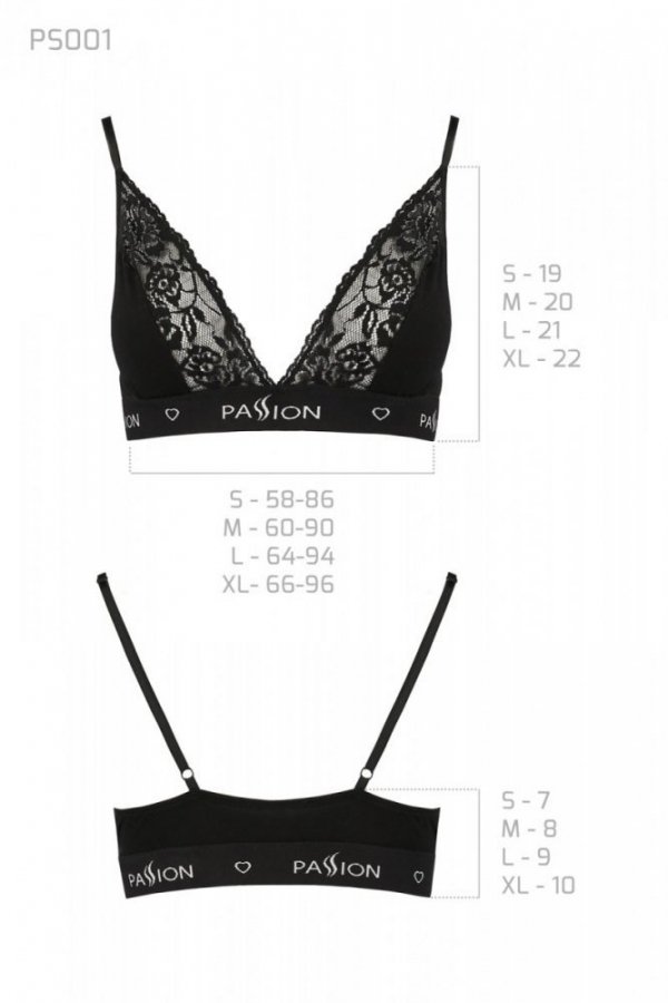 PS001 TOP black biustonosz bawełniany z koronką