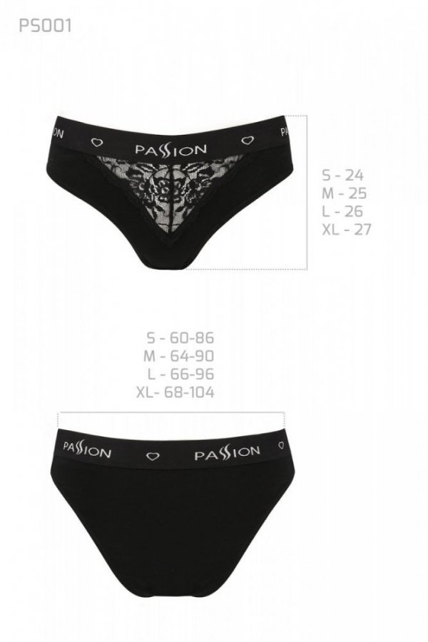 PS001 PANTIES black figi bawełniane z koronką