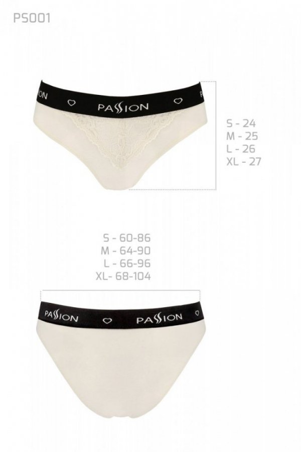 PS001 PANTIES ecru figi bawełniane z koronką