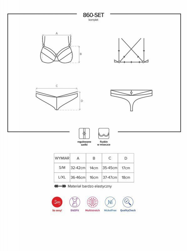Bielizna-860-SET-3 komplet 2-częściowy czerwony  S/M