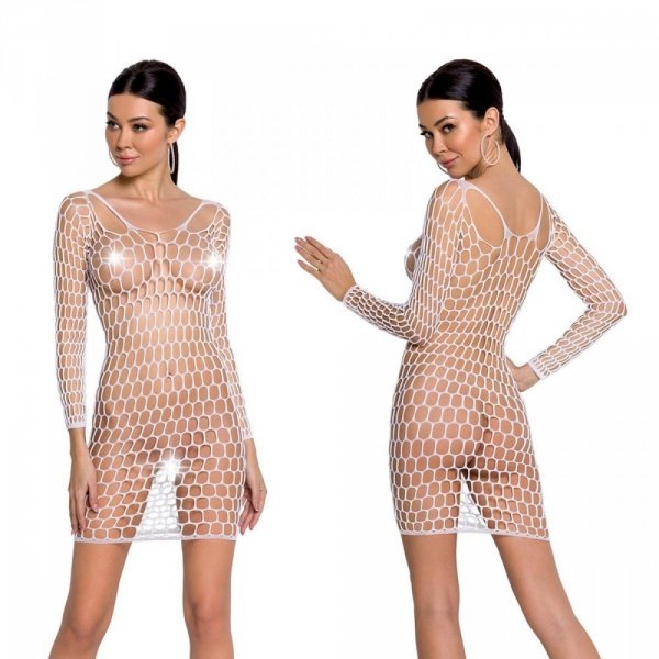 BS093 Bodystocking Biały