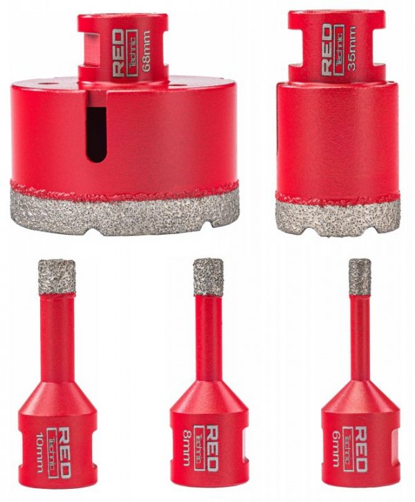 Zestaw 5 OTWORNIC Koronek 6-68 mm Otwornica Diamentowa Adapter HEX M14 RTZOD0045