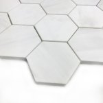 Mozaika hexagon M z marmuru GLACIER WHITE, szlif