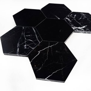  Mozaika Hexagon L z marmuru Black Silk, szczotka