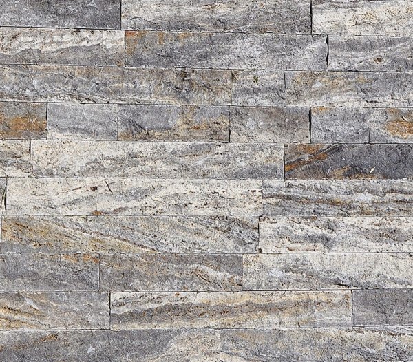 Kamień elewacyjny split pasy z trawertynu Silver Brown gr. 2 cm