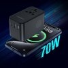 Adapter ładowarka podróżna 70W EU / US / AUS / UK z wbudowanym kablem USB-C - czarny