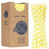 Słomki papierowe BIO ekologiczne PAPER STRAWS grube 8/205mm - biało-żółte 160szt.