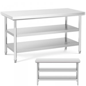 Stół blat roboczy stalowy nierdzewny z 2 półkami 150x70cm